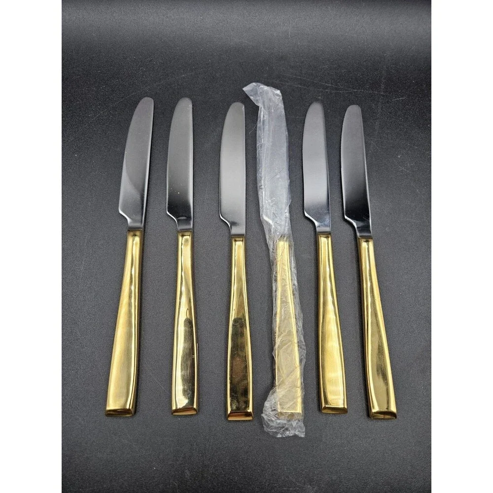 Cambridge Cali Gold Tone Handle Dinner Knives Set Of 6
